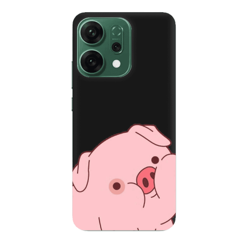 Oppo RENO 14 Piggy 1 Black Colored Silicone TPU Θήκη